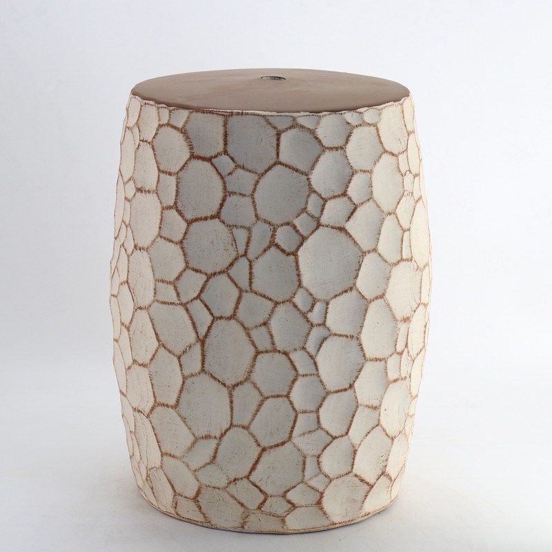 新古典复古陶瓷鼓凳 古铜色陶瓷样品房坐墩花架瓷墩子古筝凳