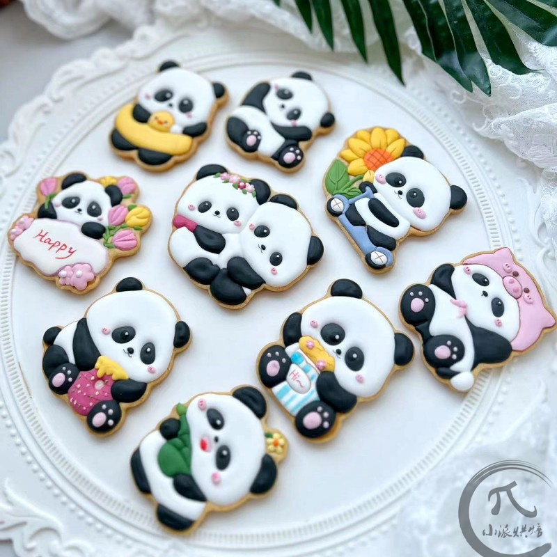 伊果国庆熊猫卡通潘达糖霜饼乾模具竹笋pnd国庆宝宝印模郁金香