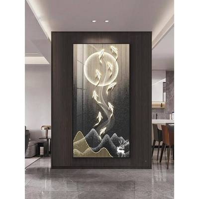 户九鱼图玄关装饰画竖版现代意简入走廊过道挂画约寓QZV好轻奢壁