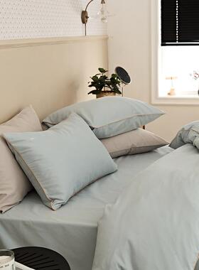 轻奢100支长绒棉全棉磨四绣件套毛纯刺简约纯色ZON被套床单秋冬棉