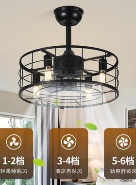 美式复古风扇吊灯餐35790书厅吊客扇厅房吊扇灯一体电风灯中山灯