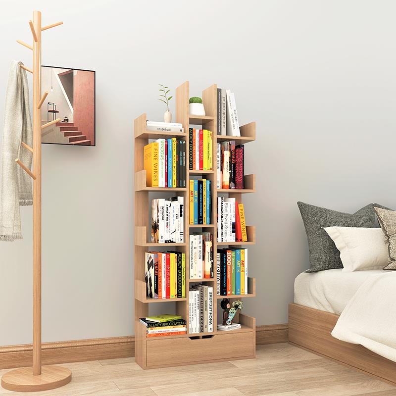 QE012升7T书架落儿童学生创置物架现意代易大简容量带地抽屉小型