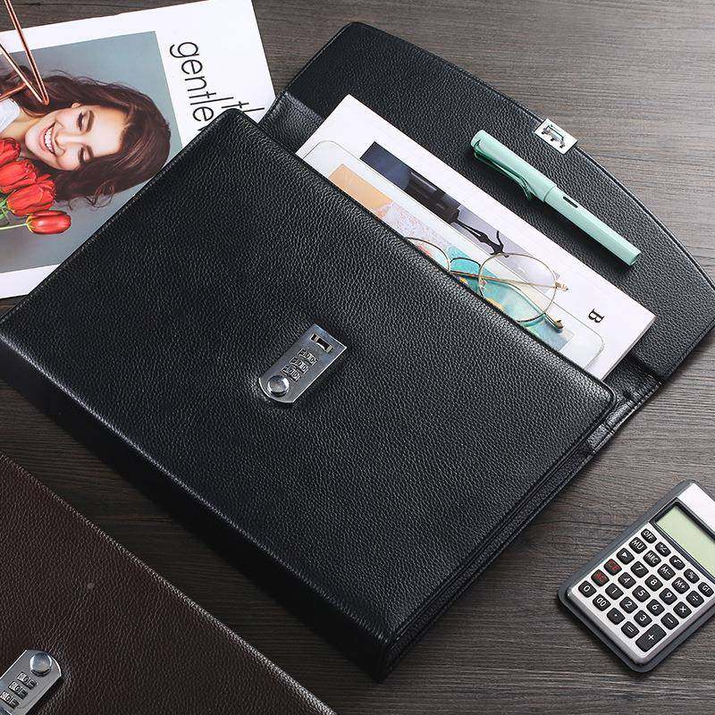 厂家皮革文件商务手提码公文会包资料锁包议包定制DTGl密ogo