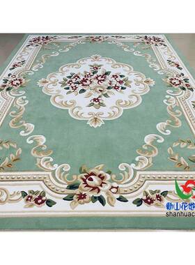 西新兰进口羊房毛欧家式绿色复古客厅茶几地毯别墅卧室客床EBH前