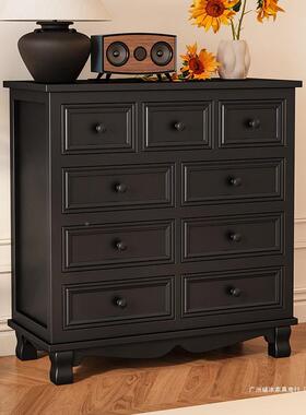 黑色斗美式卧室实纳木简约现代抽屉式储物柜柜式五斗橱欧NUI客厅