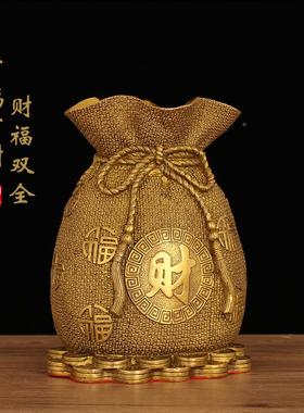 铜存钱罐玄摆件可存可取硬币OXK储罐存件钱袋福袋家居关聚宝盆存