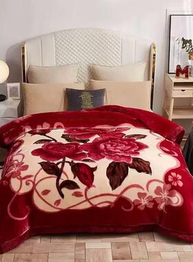 20QXE珊25毯春高端款双层加厚拉舍尔毛加绒特厚盖毯婚瑚绒庆结婚