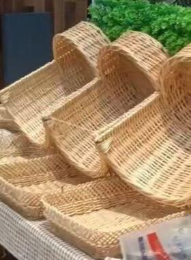 藤编收纳陈筐鲜水果SKO列商超生果自蔬端架情景堆头自产销柳条果