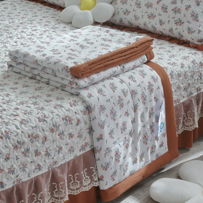 类夏被床盖四件水洗层纱棉麻夏被空调被夏季夏凉被床盖件