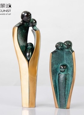 阿斯蒙迪德国进口幸福家庭青铜雕塑送父母礼品桌面摆件雷蒙艺术品