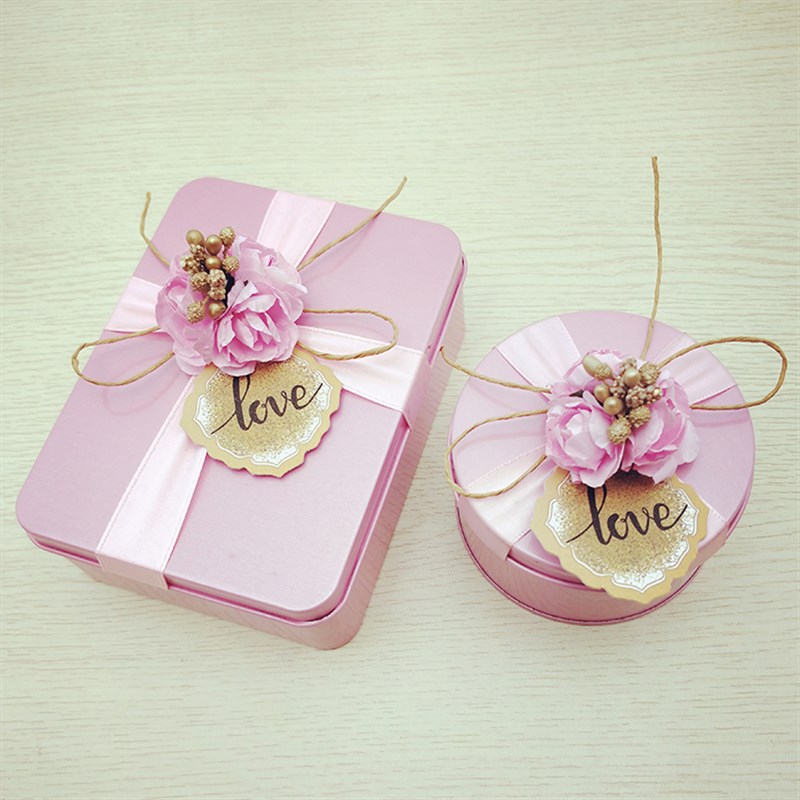 结婚礼喜糖盒子马口铁盒个性糖果盒包装盒圆形金色伴手喜糖礼盒装