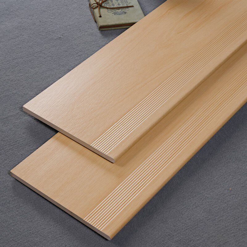 加厚楼梯踏步砖奶油风木纹瓷砖300x1200仿实木梯级台阶防滑地板砖