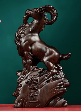 黑檀木雕生肖羊摆件实木领头羊家居客厅办公桌面装饰红木工艺礼品