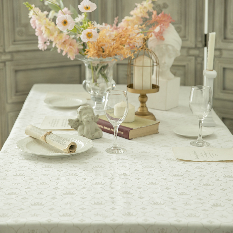 瑞典欧式亚麻桌布高级感简约现代高档布艺纯白法式西餐白色桌布