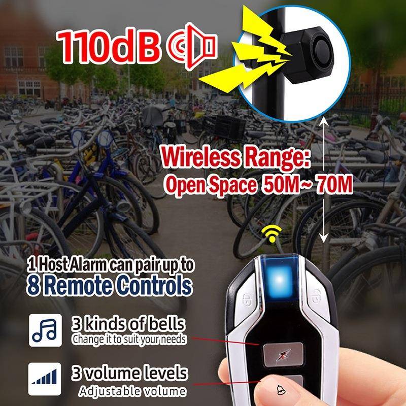 自行车防盗报警器可充电无线m遥WL09C控报器BicycleAlrSaF3警2R-W