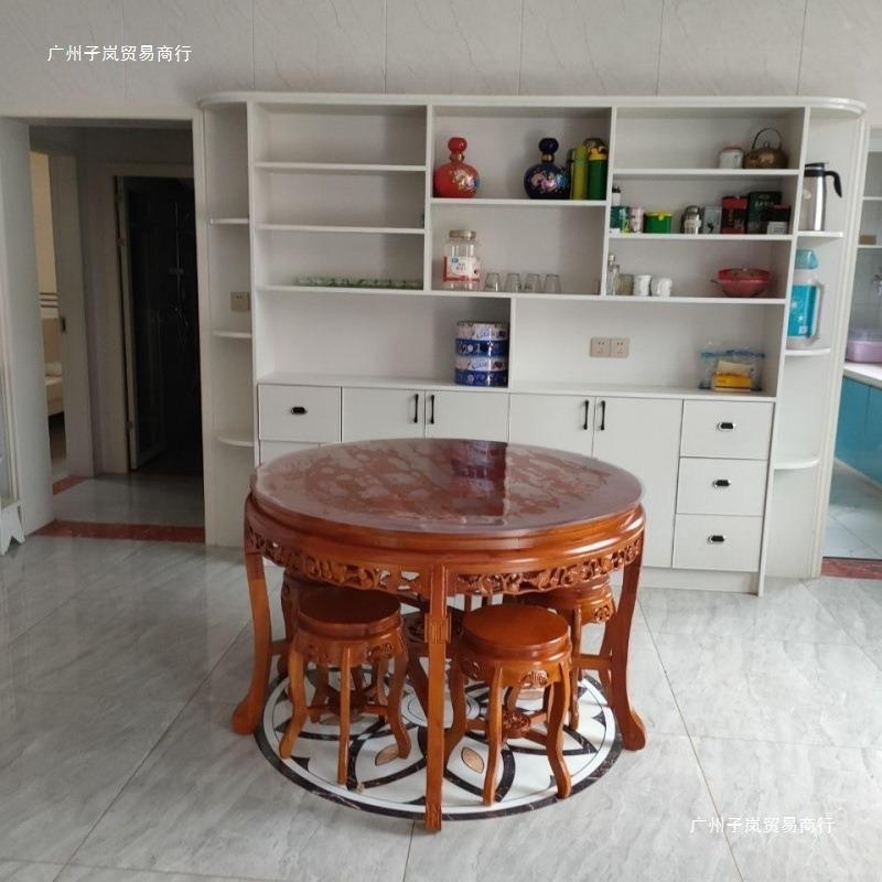 中式实仿古实木桌椅餐小户型6圆桌圆形餐厅木圆餐桌桌家用花客厅