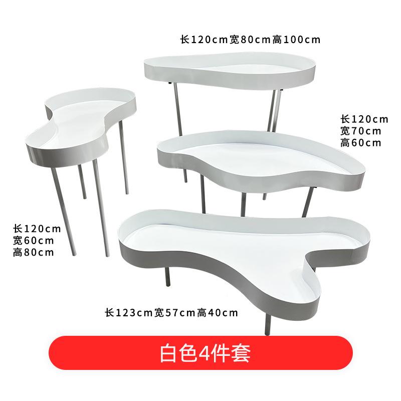 桌新款婚庆道具云铁艺波浪朵甜品台四件套花器摆件路花婚礼796937