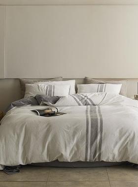 轻样板间简约长绒棉四件套全棉棉1奢00单被cww套床笠4床上床用纯