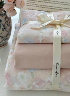 层纱小5碎花全双双层纱四件套1.TTEm学生宿舍三件套1.棉8床单被套