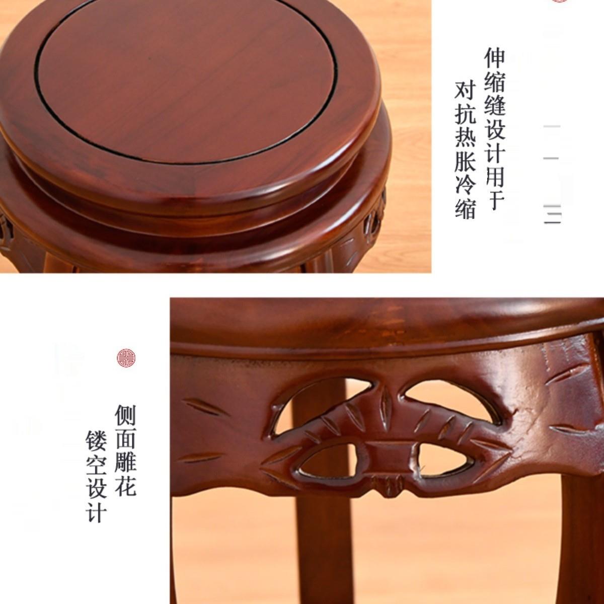 中式木古筝鼓凳圆凳凳子明清古典餐桌凳琴凳榆实木仿古板BXV矮凳