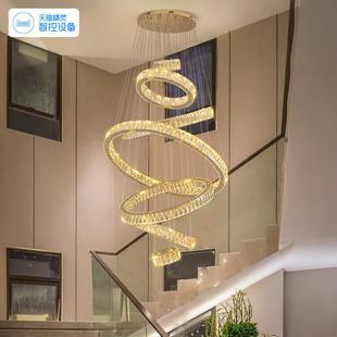 别墅超厅363水晶灯复式楼挑空吊灯民宿长自建房商大用楼客梯吊灯