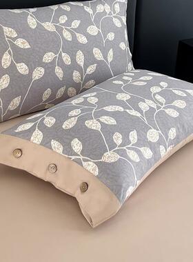 秋加厚冬软柔绒磨毛柔印花纽扣枕头套一对48×ADS7丝4cm耐用