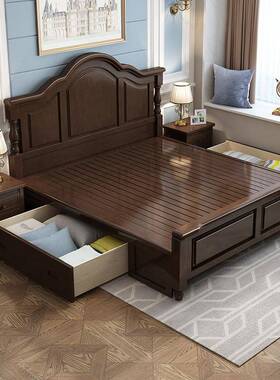 美OWP实木床1.式8米双人现代简轻奢约公主床床主卧白色2米大床高