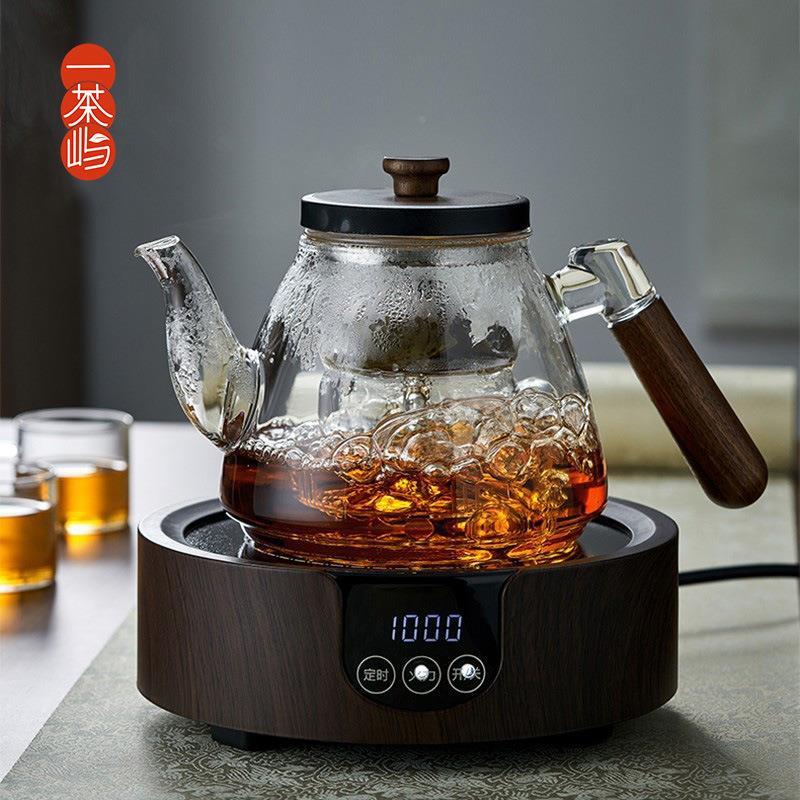 1L器大号玻煮GBA泡茶壶蒸茶耐高温家用电陶茶炉专璃用水烧壶套装