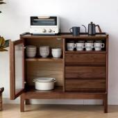 北美黑桃木实木餐物FOS边柜现简约客厅代樱桃木家用茶水柜餐厅储