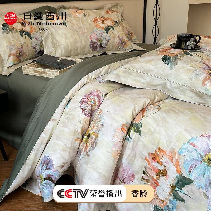 棉全棉亲肤00S式匹马棉四1件套美田园风数码印花纯磨毛床上XWR用
