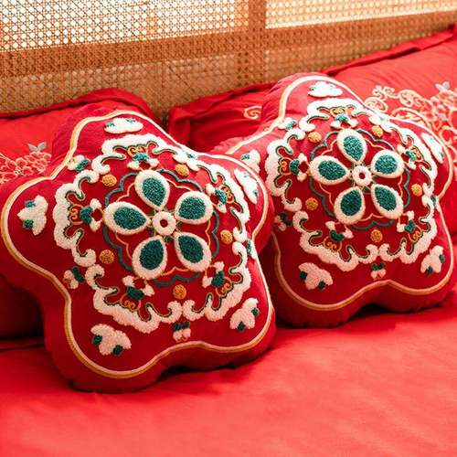 ~对靠结婚压床抱枕一新情婚客厅沙2KbskkZk发垫婚庆人节红色靠枕