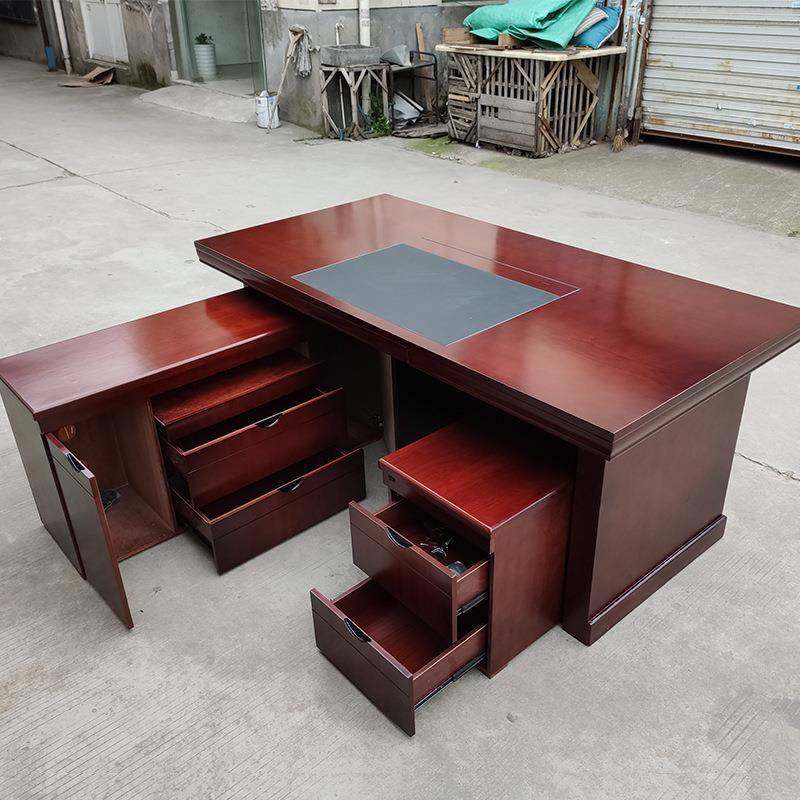 简约办公老裁板桌实木贴皮管油台漆大班台经理总1.6/1HAS.8米主桌