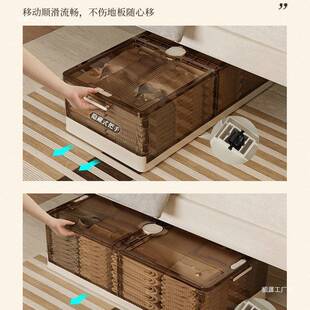 床收IIF纳箱用带底轮扁平整理箱抽屉式家玩具衣储物服床下收纳盒