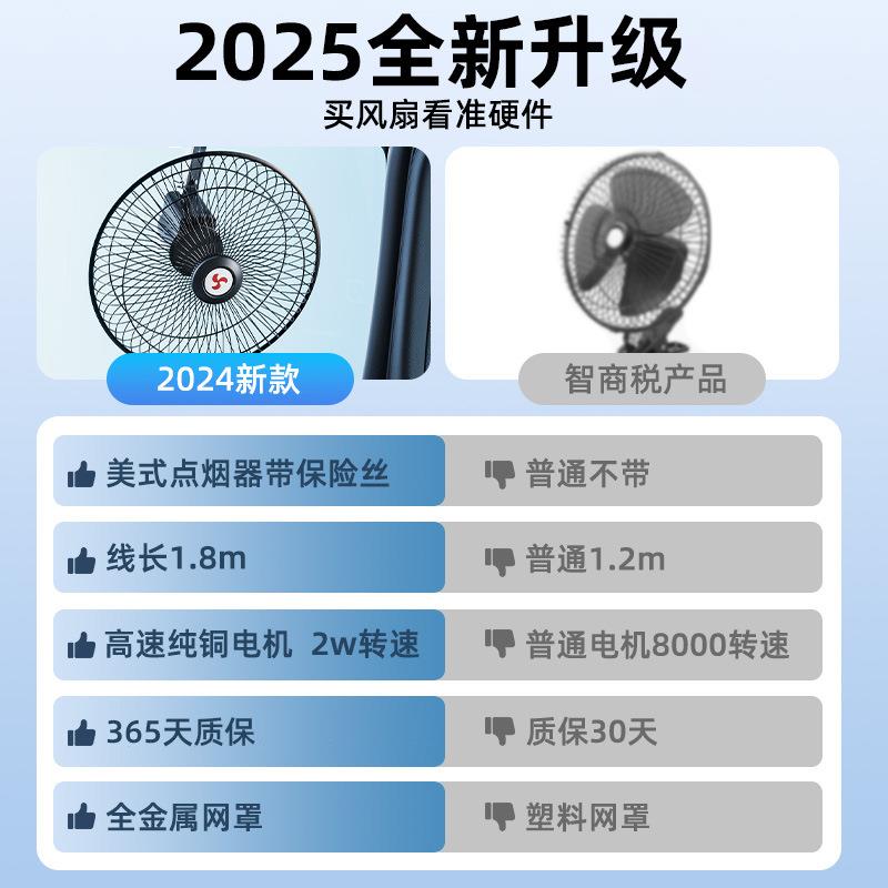 车载风扇24v半大货车大风力可摇头挂挖2024-02-掘机鲲面车小车用