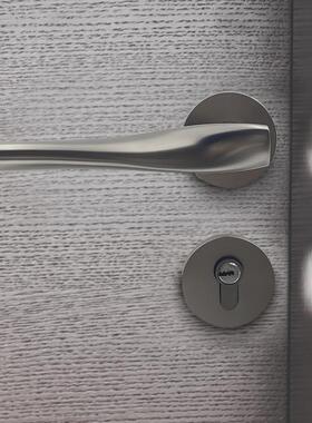 手欧式轻奢磁门锁静音室内房门把手室TLR锌合金吸卧分体执锁黑色