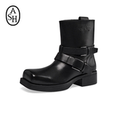 ASH女靴2025秋冬新款 YANKEE方头靴子真皮马丁靴女方跟休闲短靴