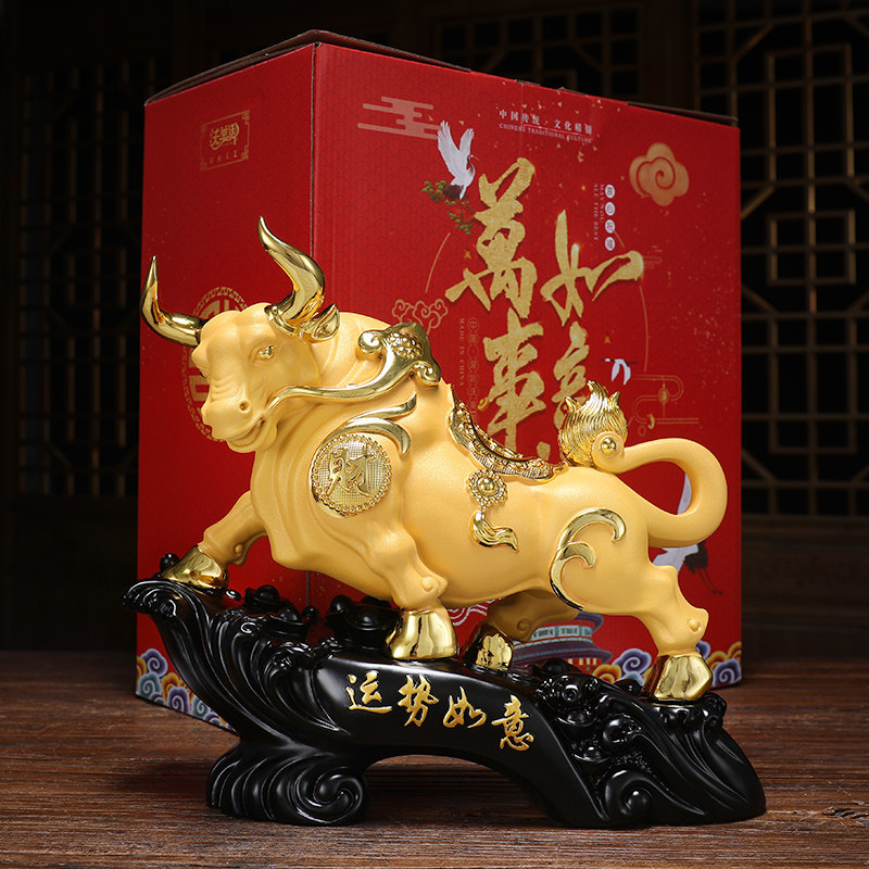 招财金牛摆件生肖牛年吉祥物办公室书桌现代家居客厅玄关酒柜摆设