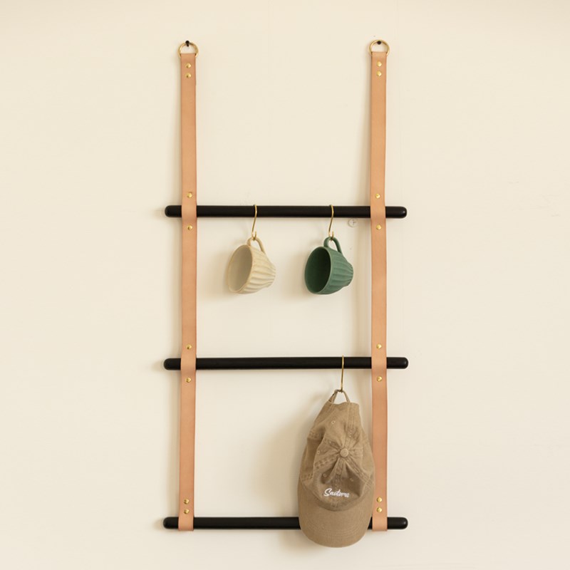 免打孔实木壁挂衣帽架植鞣革上墙挂衣架展示架装饰墙壁面挂件定制