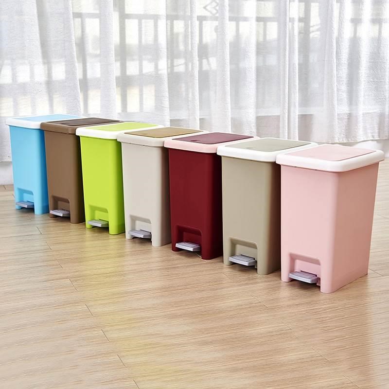 工厂直供方形塑料垃圾桶 家用开盖卫生桶创意脚踏式弹盖垃圾桶