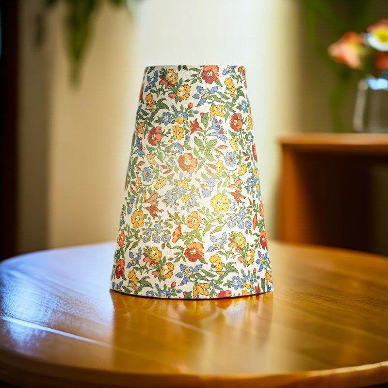 法式田园麻布艺台灯罩替换碎花复古卧室酒店床头壁灯具配件DIY