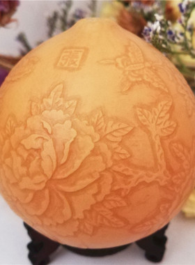 把玩手捻砑花精品文玩八宝押花鸡蛋天然针刺葫芦收藏工艺品摆件