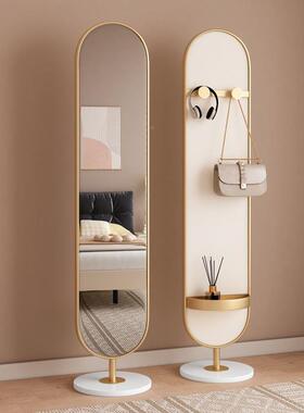 奶油风镜子全可身镜落地风镜用穿衣镜带收纳铁艺轻奢试衣家镜OUS