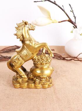 铜聚宝盆工马铜公马摆件客办厅BMG办公室室艺品摆件