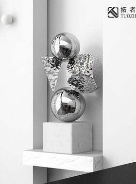 电现代家居轻奢不钢雕装饰品客厅视柜旁锈边XPJ落地极简艺术品摆