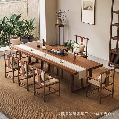 新中罗汉实木茶桌椅组合办公室接待式茶台家用美客床厅中式HPV学