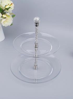 欧式圆形三层高脚OH19009透明糕盘家用层客茶厅几水晶点心蛋甜多