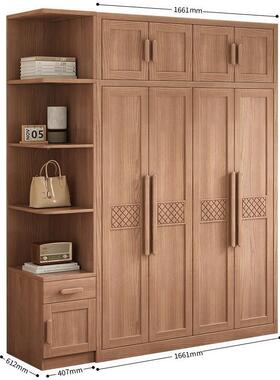 白蜡木实木家用室现代KXZ2门五3门四六门带顶卧柜边衣柜储物对开