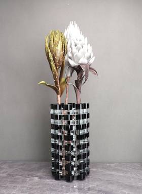 新中式叠罗汉水晶花器板1桌房样室书房客卧厅餐厅面玄关饰品摆件