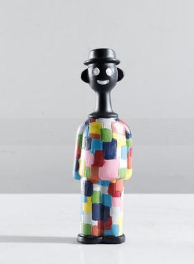 创现代简约儿意多1234彩卡通树人物雕塑摆件童房样板房玩偶脂工艺