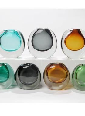 欧式简约透玻花瓶摆件创意AL-62697轻奢客明厅茶几圆璃型插花器家